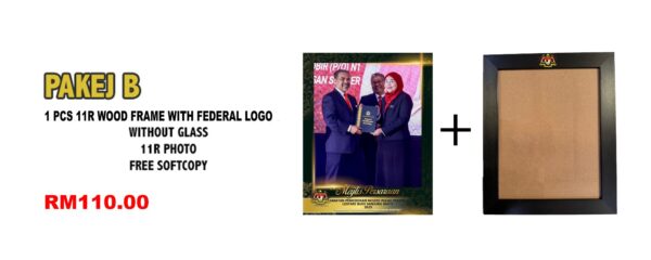 Pakej B - 11R Wood Frame-Federal Logo-No Glass + 11R Photo